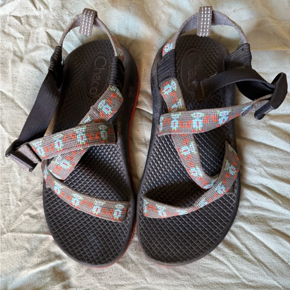 CHACO Z/1 Youth Kids Grey and orange Sports Water Hiking Sandals Sz 1 - Picture 2 of 5